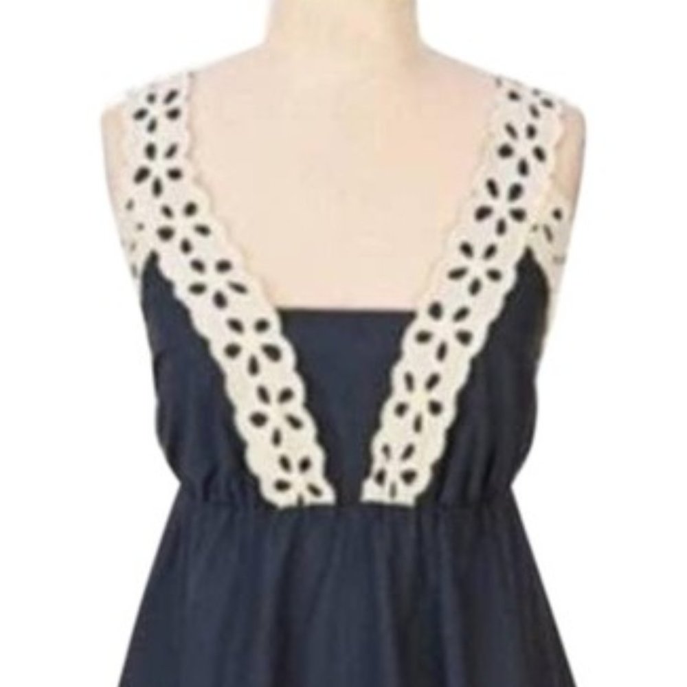Anthropologie Odille Felicitas Navy Blue Eyelet Shirt
